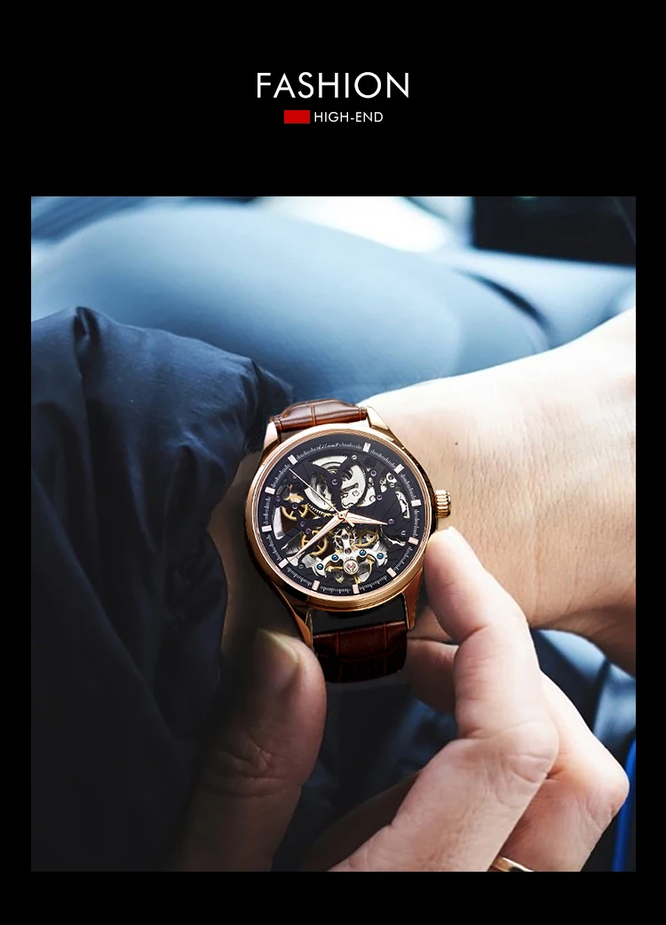 AILANG Transparent Mode Diamant Leucht Getriebe Bewegung Royal Design Männer Top Marke Luxus Männlichen Mechanische Skeleton Armbanduhr