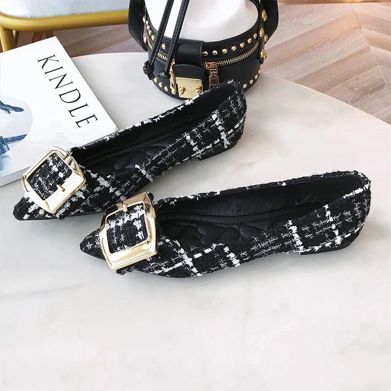 Women Flats Black Ballet Flats for Women Foldable Shoes for Ladies Flats Comfortable Small Size 31 32 33 34 Big Size 45 46 Metal