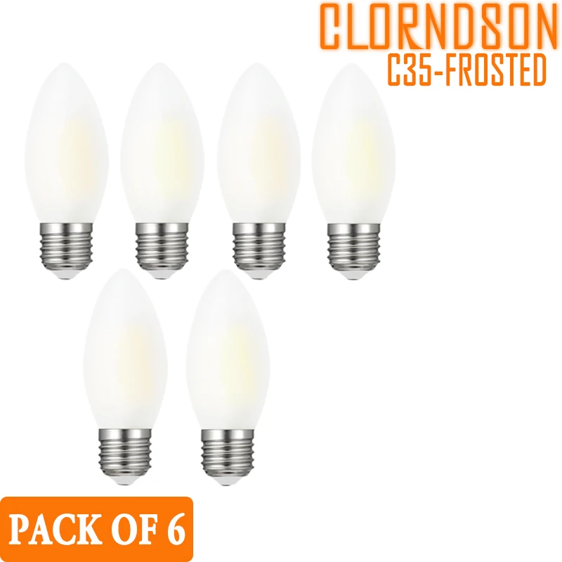 

Pack of 6 Dimmable C35 LED 2W 4W 6W 8W Edison E26/E27 Spotlight Frosted Candle Lamp 110V 220V Filament Bulbs Chandelier light