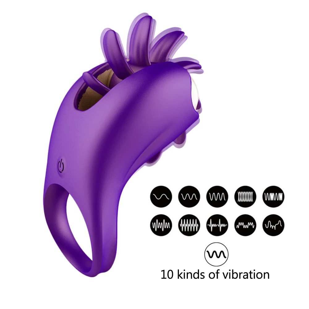 10 Speed Rotating Oral Tongue Licking Penis Vibrator With Cock Ring Vagina Clitoris Stimulate G-spot Massage Sex Toys For Men