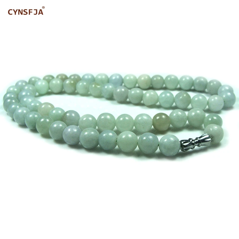 

CYNSFJA Real Certified Natural Burmese Emerald Feicui A Jadeite Women's Jade Necklaces 8mm Light Green High Quality Elegant Gift