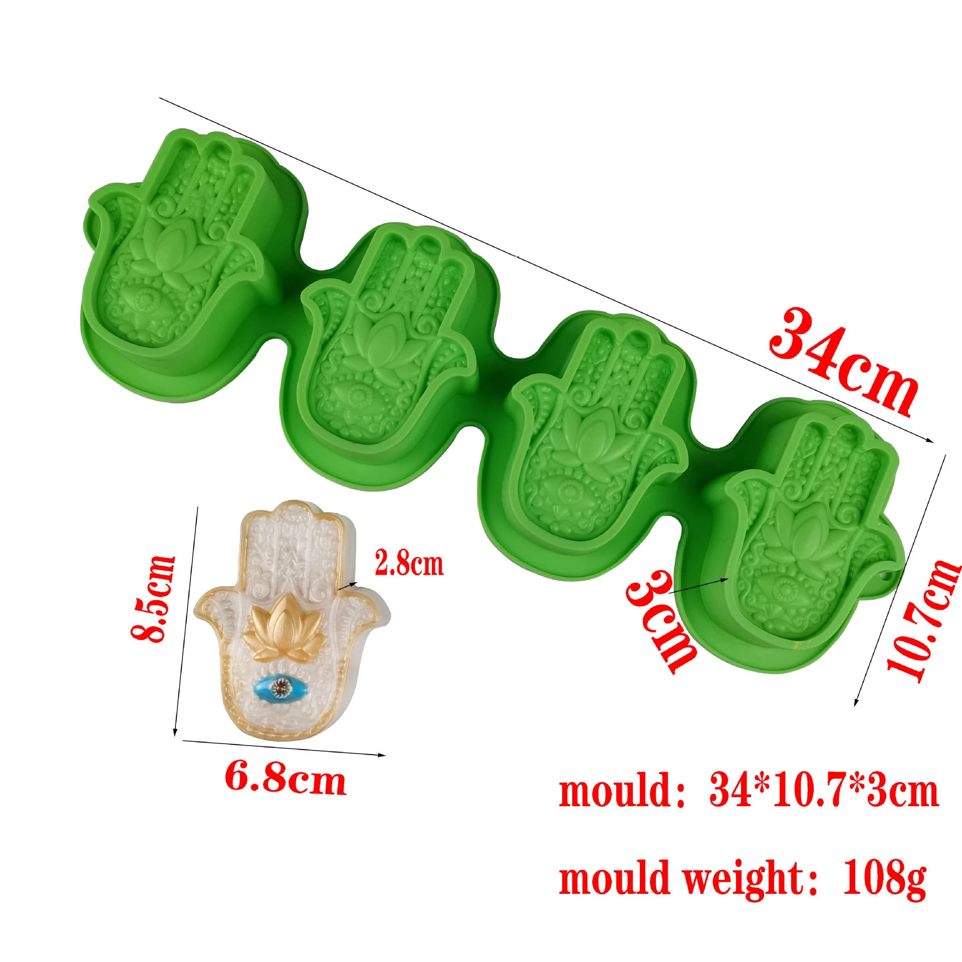 Lotus Hamsa Hand Epoxy Resin Silicone Cake Mold Hand of Fatima Candle Soap Molds Chocolate Tool M086