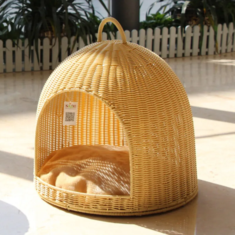 

Sales Rattan-like Mongolian Bag Cat Nest Small Dog Kennel House Villa Pet Supplies Removable and Washable Four Seasons