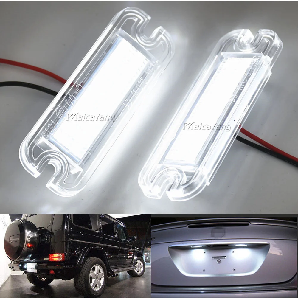 2pcs Led License Plate Light Car Accessories For Mercedes Benz G-Class G500 G550 G55 G63 G65 AMG W463 No Error Number Plate Lamp