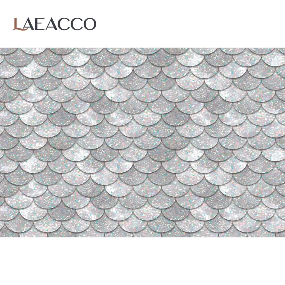 Laeacco Fish Scale Birthday Lovely Mermaid Wedding Party Custom Banner Seamless Pattern Photographic Background Photo Backdrop