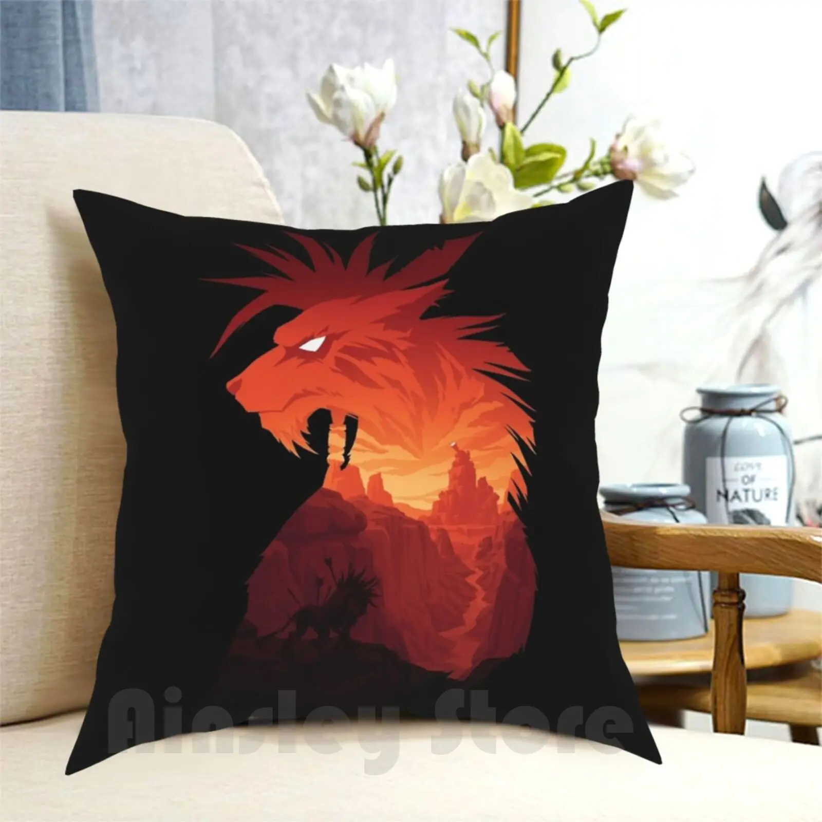 Funda de almohada negra The Guardian, almohada suave estampada para el hogar, Final Fantasy Red Xiii Red 13 Final Fantasy Vii Final