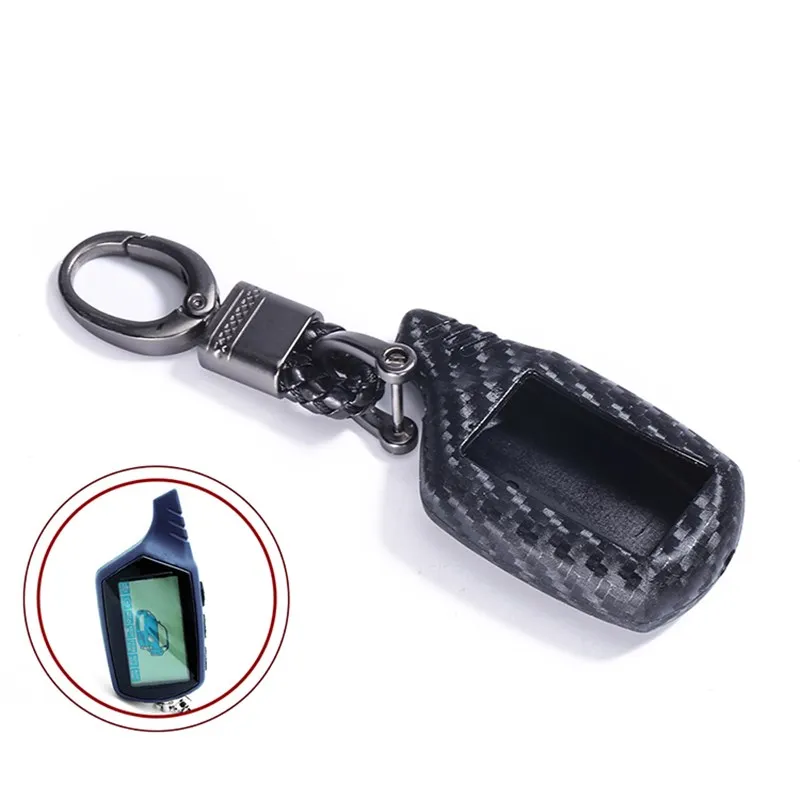 Carbon Fiber Silicone Key Cover For StarLine B9 V7 A61 A91 Starlionr Two Way Car Alarm Remote Control LCD Transmitter Case