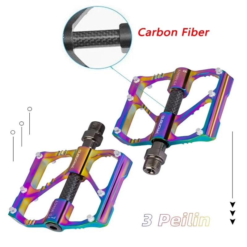 PROMEND Colorful Ultralight Bicycle Pedal MTB Road Bike Pedals Aluminum Alloy Anti-slip Bike Pedals Waterproof 3 Bearing Pedals