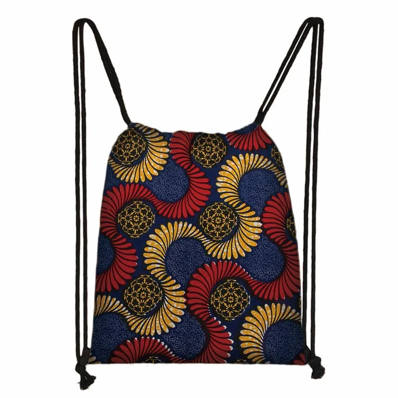 African Women Drawstring Bag Afro Girls Travel Bag Ladies Small Backpack Kids Bookbag Gift Storage Bags