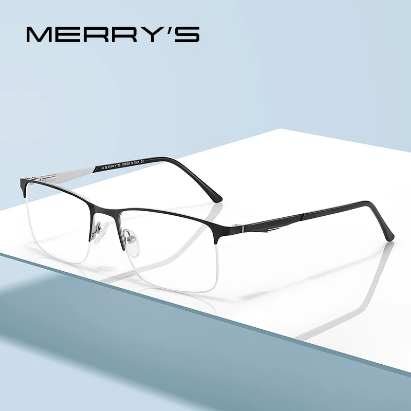 

MERRYS DESIGN Men Titanium Alloy Glasses Frame Male Square Half Optical Ultralight Eye Myopia Prescription Eyeglasses S2059