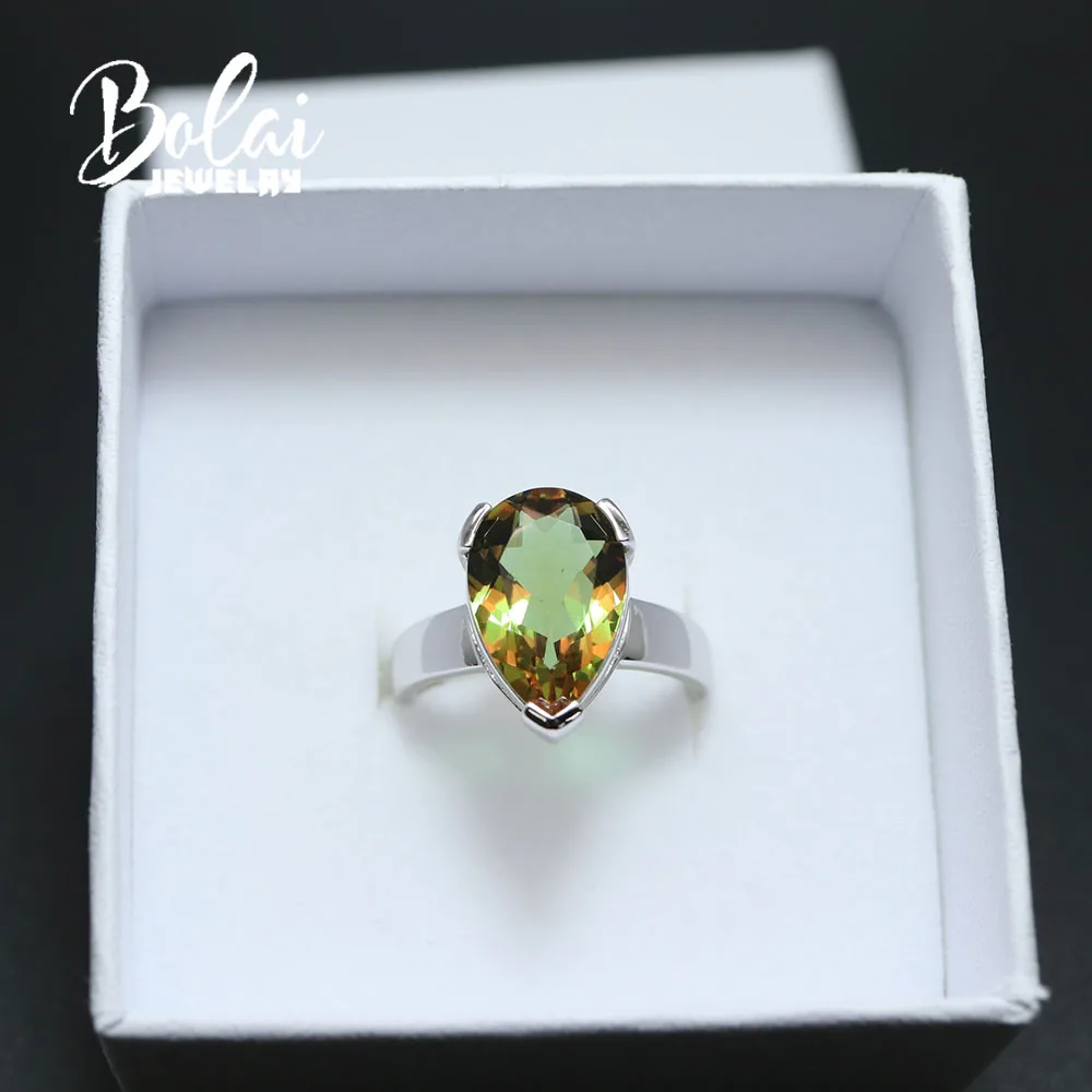 Bolaijewelry-Anillo de piedra preciosa creada para mujer, joyería fina de Plata de Ley 925 con cambio de color, para mamá