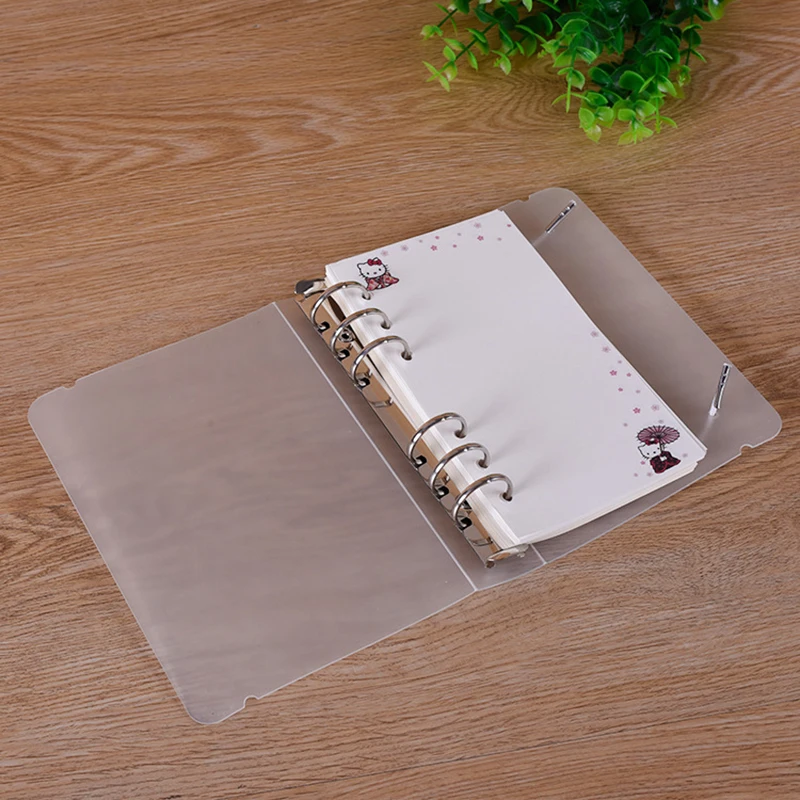 A5/A6/A7 Transparent  6-Ring Binder Cover with String Closure Loose Leaf Folder Notebook Round Ring Clear Hard Binder Cover