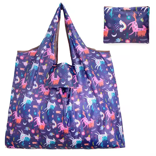BIG Eco-Friendly Folding Shopping Bag Reusable Portable Shoulder Handbag for Travel Grocery Fashion Pocket Tote - Image 12