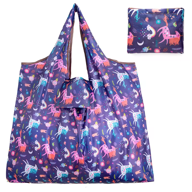 BIG Eco-Friendly Folding Shopping Bag Reusable Portable Shoulder Handbag for Travel Grocery Fashion Pocket Tote - Image 12