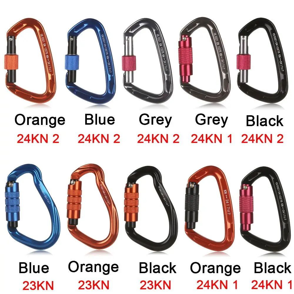 12/23/24/25KN Carabiner D Shape Key Hooks Aluminum Climbing Security Master Lock Outdoor Ascend Tool Mountaineering Equipment