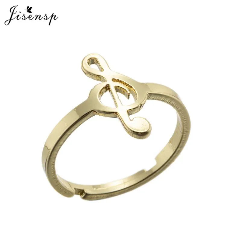 Jisensp-anillo ajustable de acero inoxidable para mujer, sortija abierta con nota musical a la moda, accesorios de regalo, novedad de 2021