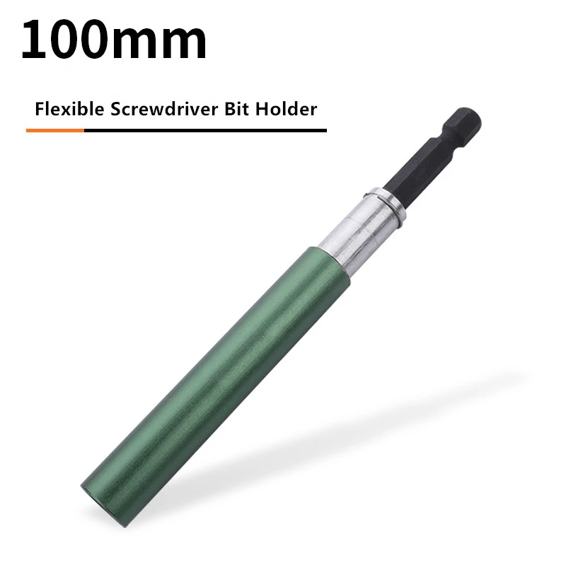 GREENER 100mm Flexible Screwdriver Bit Holder 1/4 Inch Hex Magnetic Extension Holder for Electric Drill