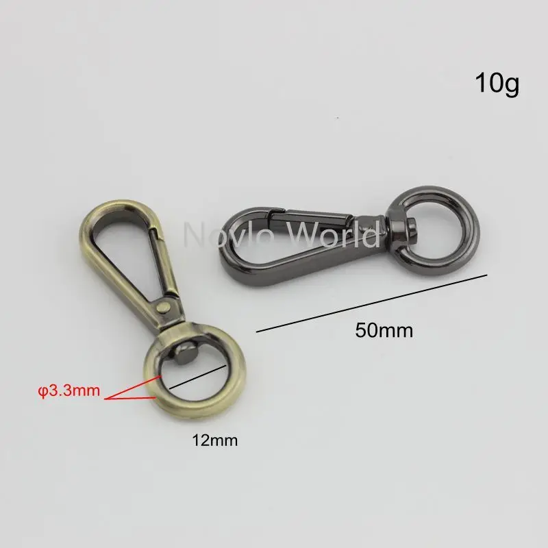 Nolvo World 5-20-100pcs 6 colors 50*12mm bags strap buckles lobster clasp 1.2cm round carabiner snap hook accessories