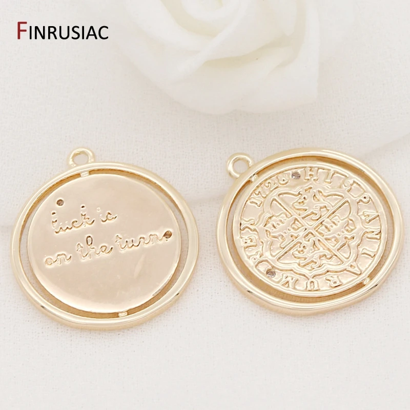 DIY Necklace Pendants Earrings Charms Jewelry Making Accessories  Gold Plated Commemorative Coin Pendant Wholesale