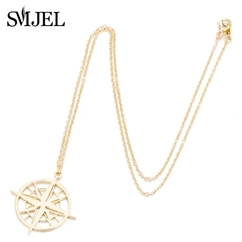 2024 New Round Necklaces Pendant Women Compass Necklace Travel Jewelry Unisex Stainless Steel Chain Graduation Gifts Friends