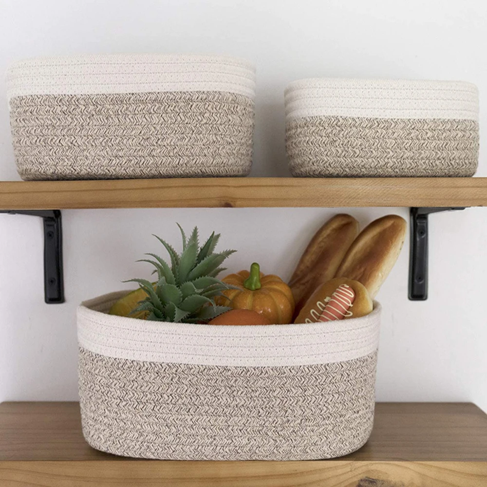 Storage Basket Office Organizer Box Oval Ellipse Home Decor .space Saving Cotton Rope Woven For Kitchen Bathroom Bin