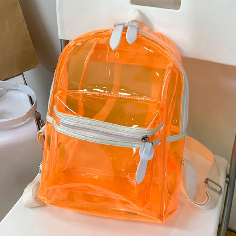 PVC Waterproof Women Backpack New Fashion Backpack Transparent jelly Bag Summer Travel Bag Leisure Student Bag