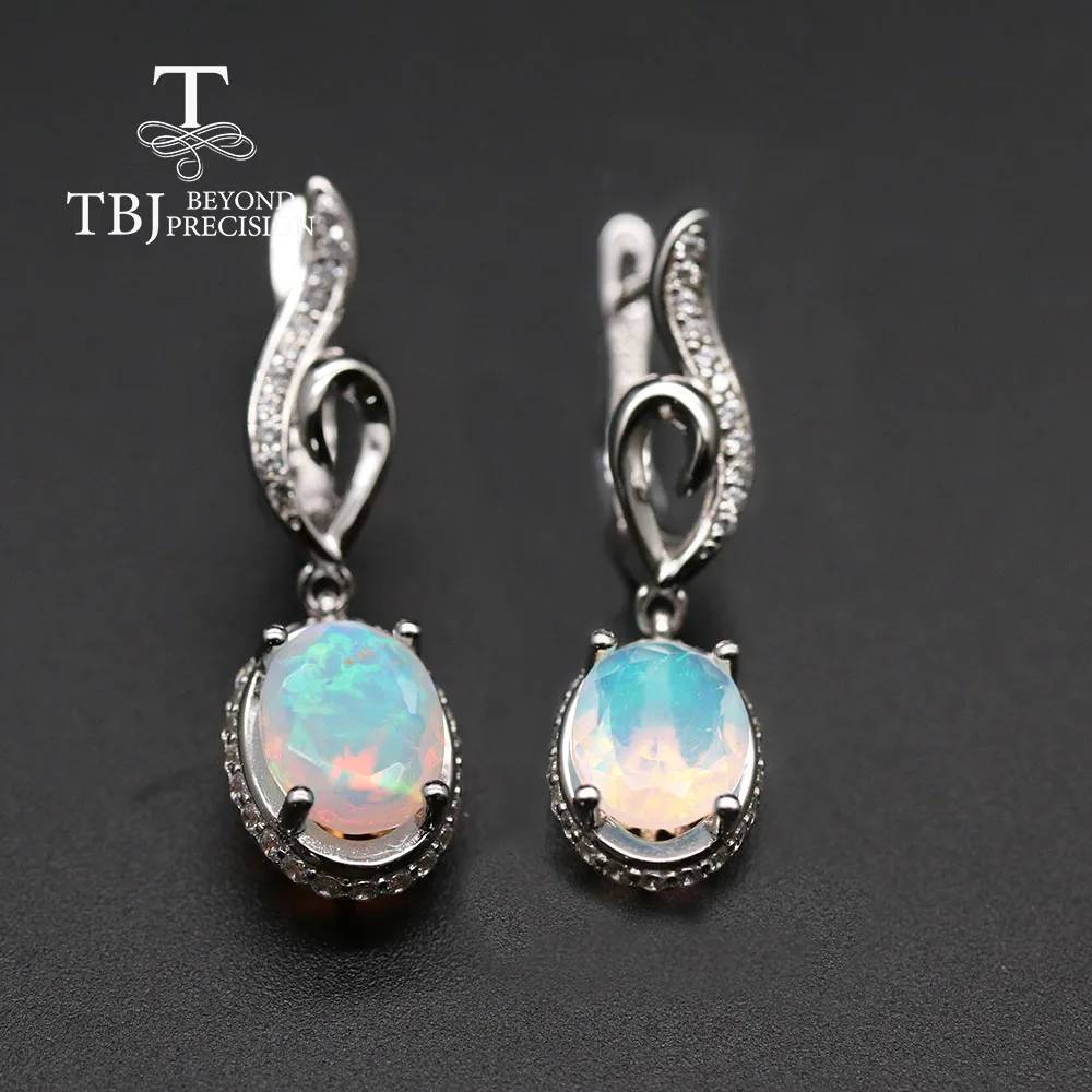 2026, Good quality 925 sterling silver Natural 2.5ct Opal Clasp earring oval cut Ethiopia Opal Jewelry  tbj promotion