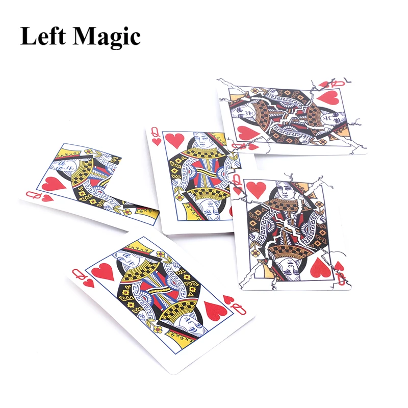 Broken Queen Cards Magic Tricks Close Up Street Stage Magic Props Gimmick Magician Tool Accessories Classic Mentalism