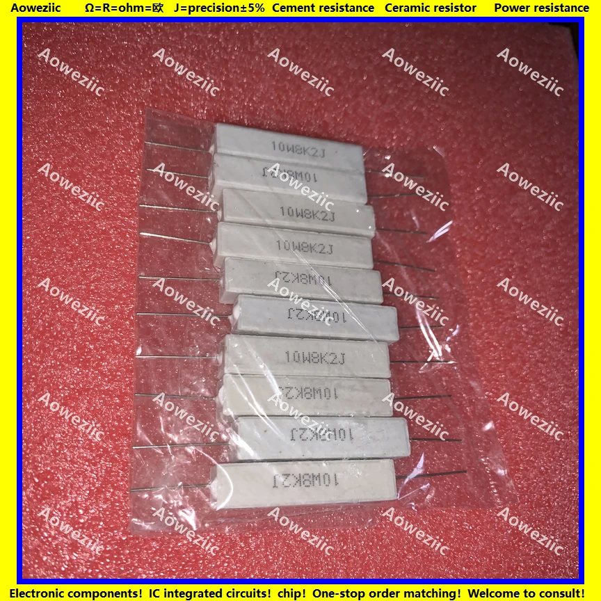 

10Pcs RX27 Horizontal cement resistor 10W 8.2K ohm 10W8K2J 10W8.2K 8200 ohm R Ceramic Resistance precision 5% Power resistance