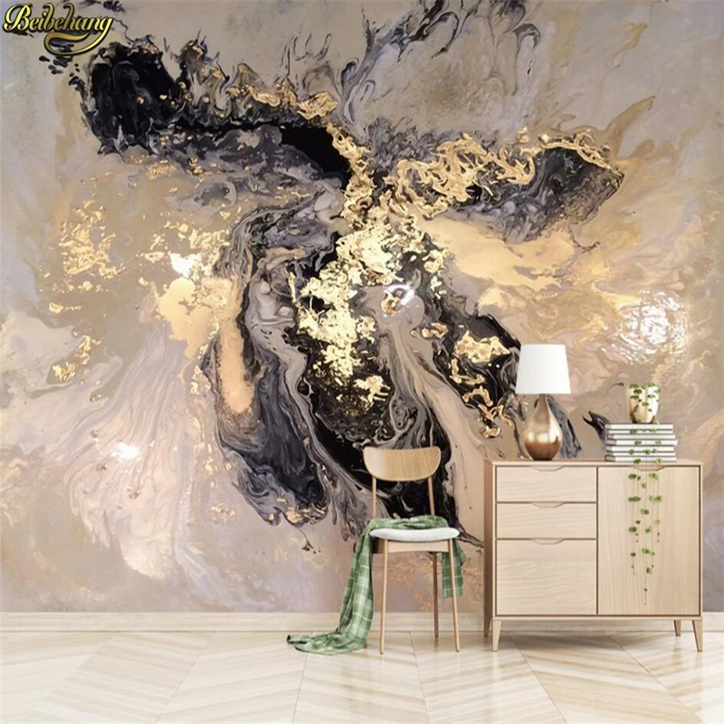 Custom 3D Wallpaper Mural - Chinese Style Abstract Golden Artistic Landscape Decorative Adhesive Wall Paper New Papel De Parede