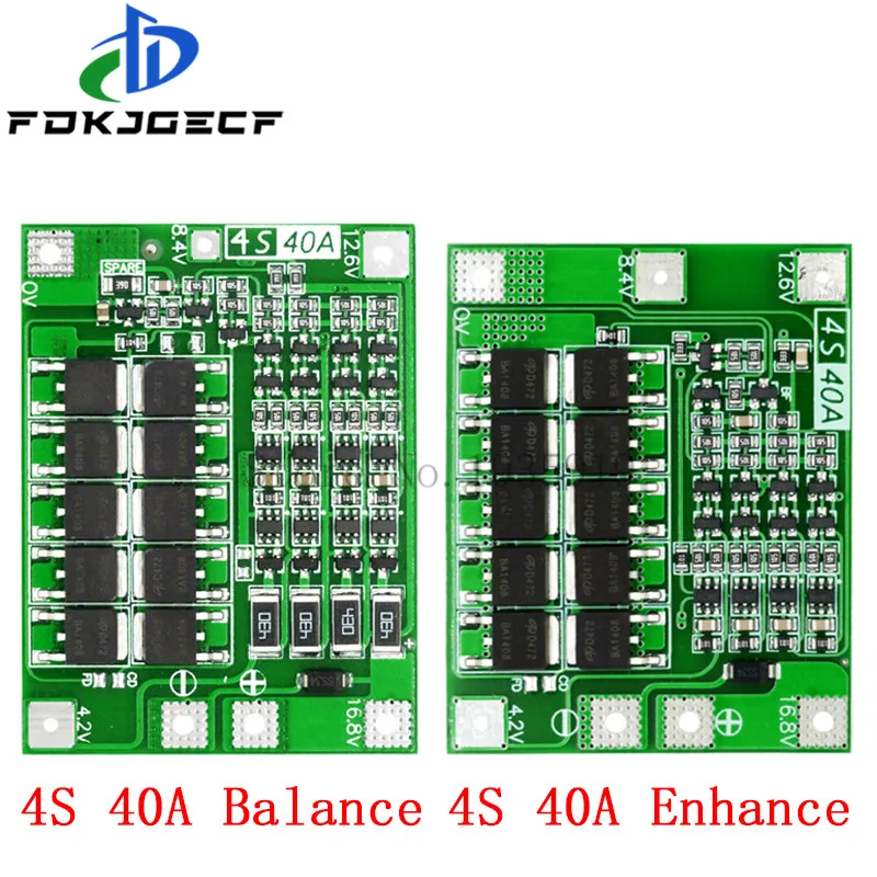 4S 40A Li-ion Lithium Battery Protection Board 18650 Charger PCB BMS For Drill Motor 14.8V 16.8V Enhance/Balance