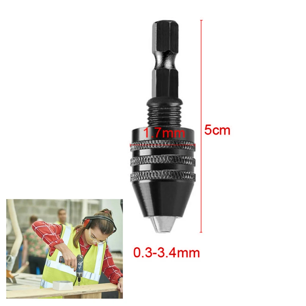 Mini Keyless Drill Chuck 0.3-8mm Self-Tighten Electric Drill Bits Collet Fixture Tools 1/4" Hex Shank Quick Change Converter