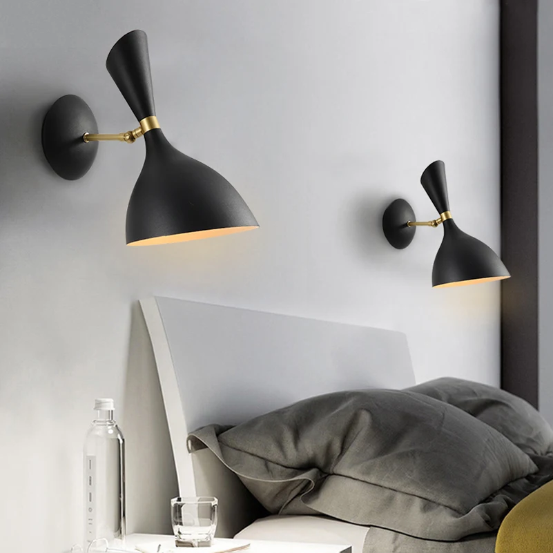 

Nordic Modern Black Horn Iron Desk Lamp Creative Personality Bedroom Headbed Study Living Room Decoration LED Light