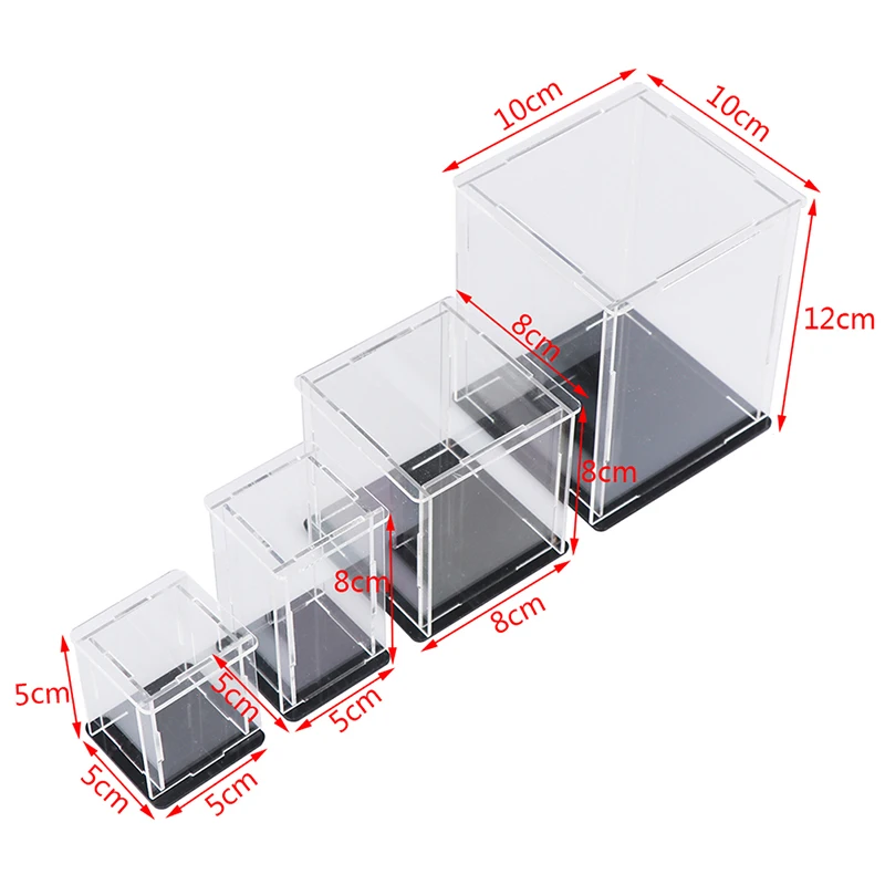 1pc Acrylic Display Case Self-Assembly Clear Cube Box UV Dustproof Toy Protection