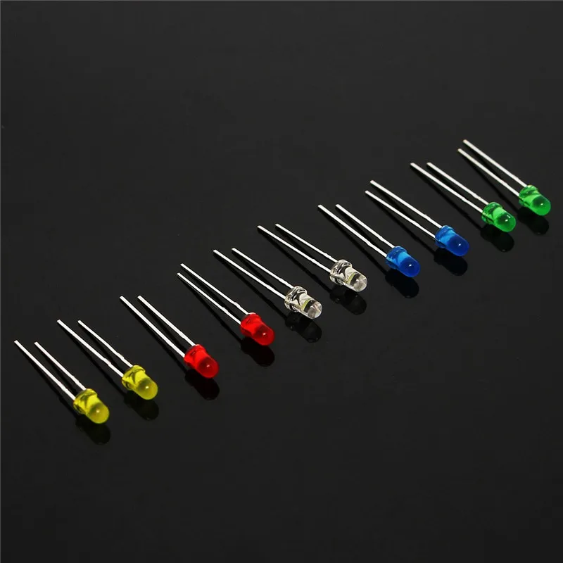 200ชิ้น/ล็อต3V 20mAที่มีสีสัน3Mm LEDไดโอดUniversal Light Assortedชุดสีแดงสีเขียวสีฟ้าสีเหลืองสีขาวDIY LEDไดโอดDropshipping