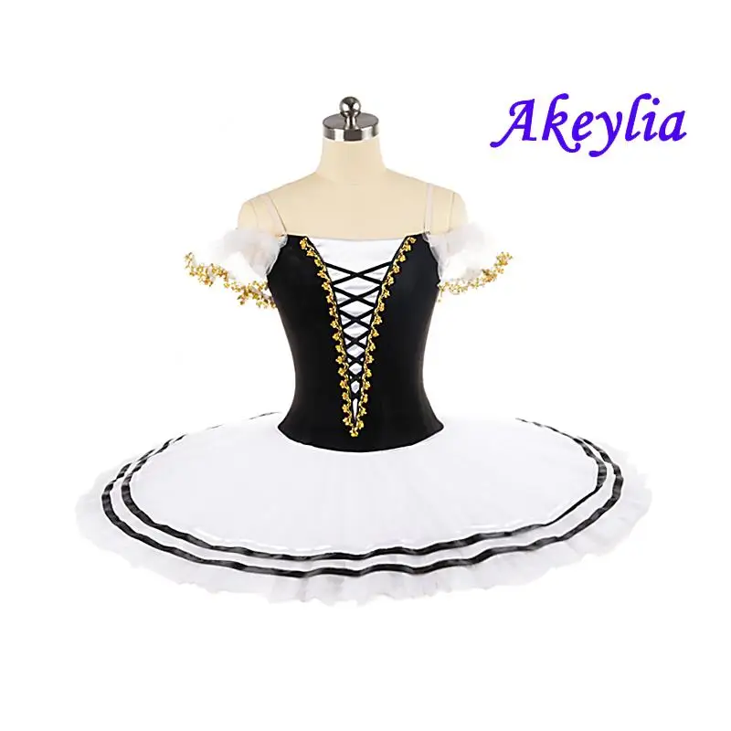 Blanco y negro de ballet profesional de bandeja Tutu personalizado Paquita clásica para las mujeres rendimiento tutús para Ballet vestido de terciopelo