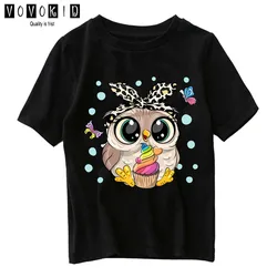 Wenig Chlidren Sommer Top Mädchen Jungen Nette Cartoon Süße Mädchen Nette Eule Grafik Streetwear T-shirt Baby T-shirt Cartoon Shirt