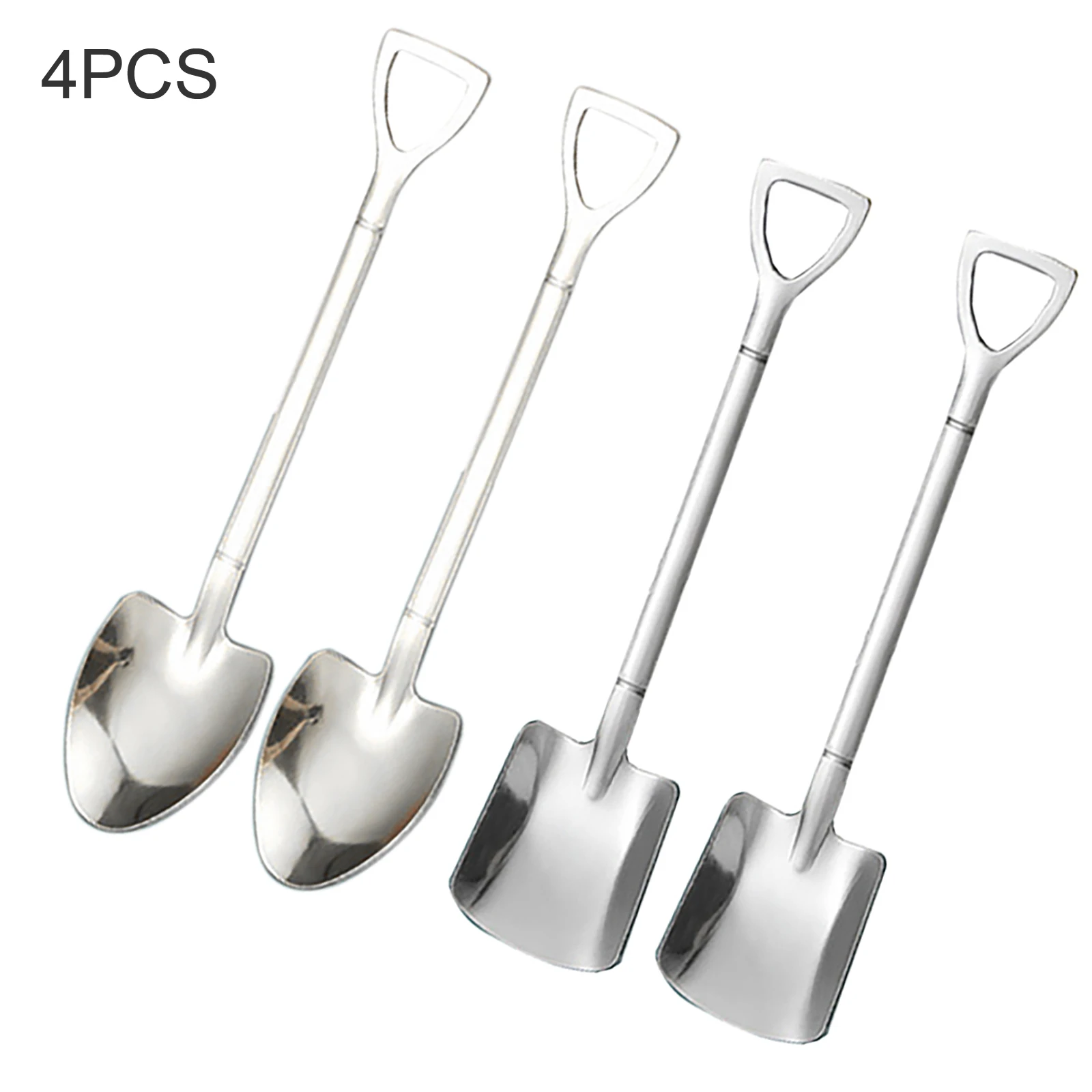 4 Pcs Fashion Coffee Spoon Cutlery Set Stainless Steel Retro Iron Shovel Ice Cream Spoon Scoop Tea-Spoon Tableware Coffee Scoop