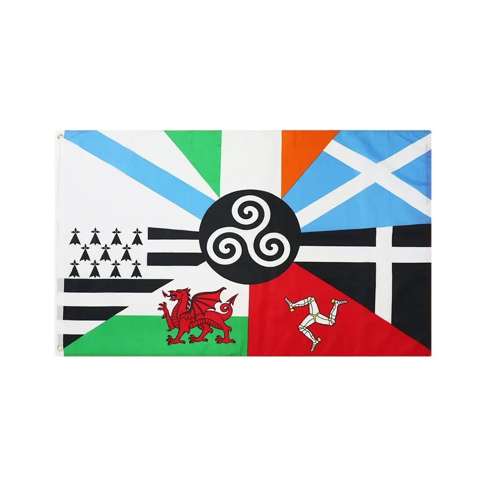 FLAGICTS 3x5 Ft Multi Celtic Flag Celtic countries flags Banner Polyester with rings