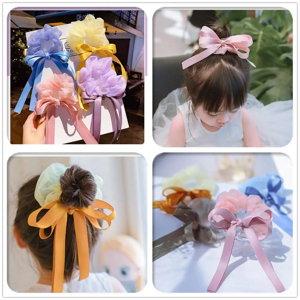 

Boutique 10pcs Fashion Bowknot Ponytail Hold Hair Ties Cute Ribbon Bow Elastic Hair Bands Princess Headwear Hair Accessories