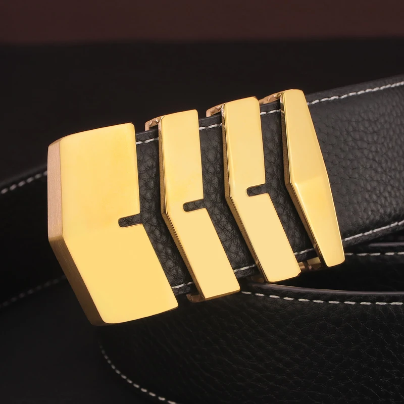Hoge Kwaliteit Modieuze 3.8Cm Brede Riem Mannen Gold Top Koe Lederen Designer Stalen Gesp Riem Jeugd Riem Leisure