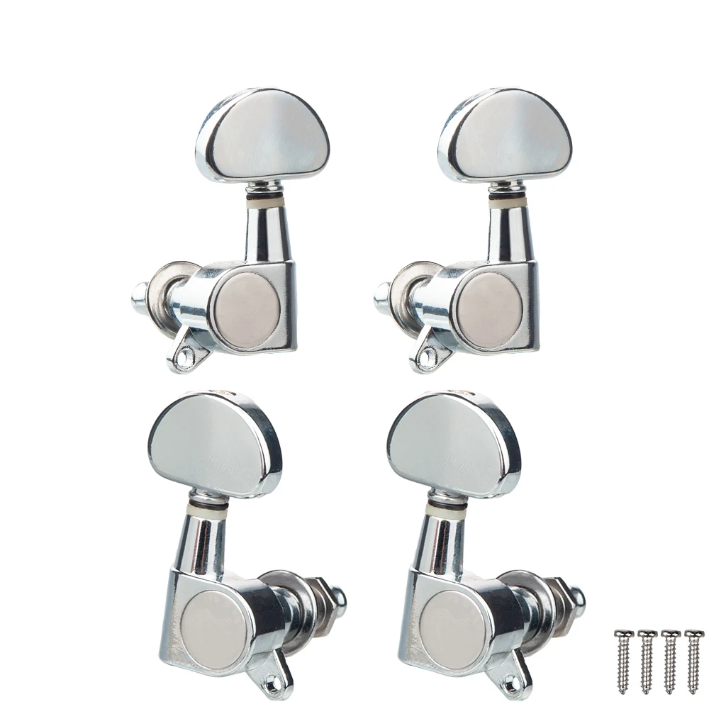 

4pcs Ukulele Tuning Pegs 2L2R Chrome Machine Head Tuners Nickel-plated Silvery Color For 4 String Ukulele Guitar Bass Parts