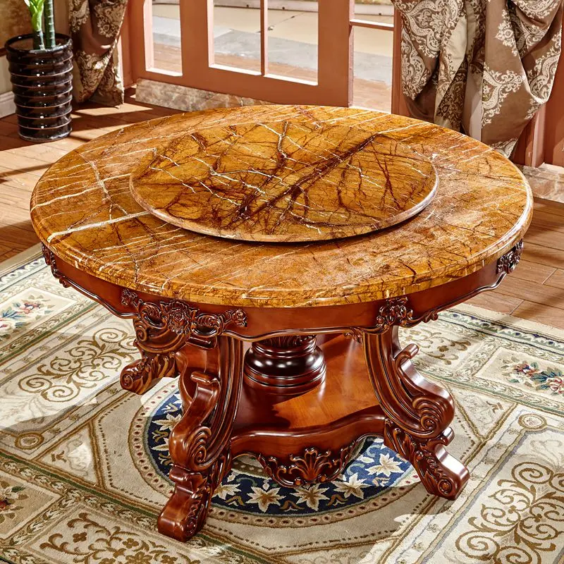 European round marble dining table and chair combination round table hotel dining table