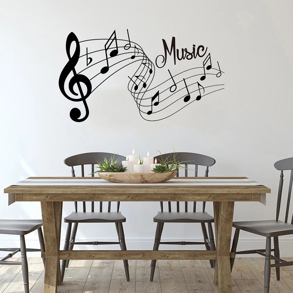 Moda melodia adesivos de parede música músicas som notas quarto decalque da parede casa decoração do escritório removível música adesivo