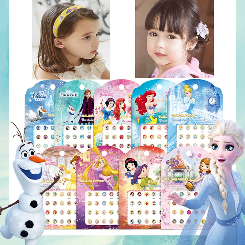 5pcs/lot Disney Frozen elsa and Anna Makeup Toys Nail Stickers Princess Sophia Mermaid kids earrings sticker toys Ear patch