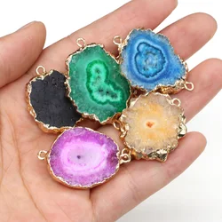 Trendy Natural Druzy Agates Stone Charms Connector Pendant Irregular Quartz Pendants for Jewelry Making DIY Necklace Bracelet