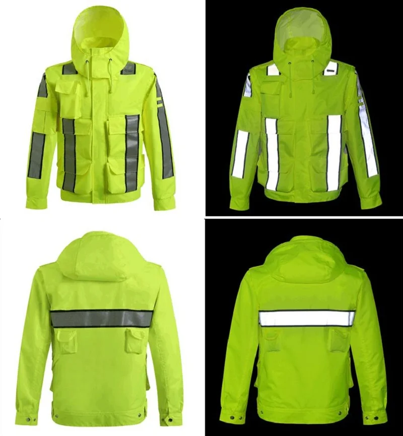 

Reflective Raincoat Uniform for Safety, Split Warning Clothing, Waterproof Raincoat on Duty