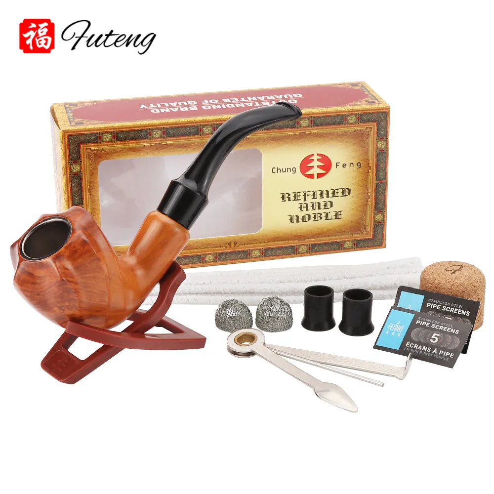 

One Smoking Set Resin Smoking Pipe Wood Tobacco Pipe with Useful Accessories Men's Gadget Gift Box For Birthday