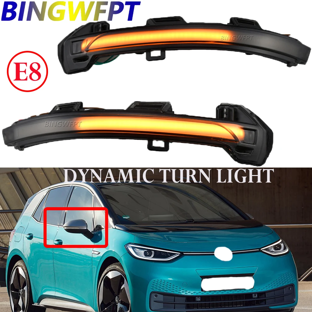 

Pair For VW Golf 8 MK8 GTI GTD GTE 2020 2021 Dynamic Blinker Turn Signal Light Side RearView Mirror Lamp