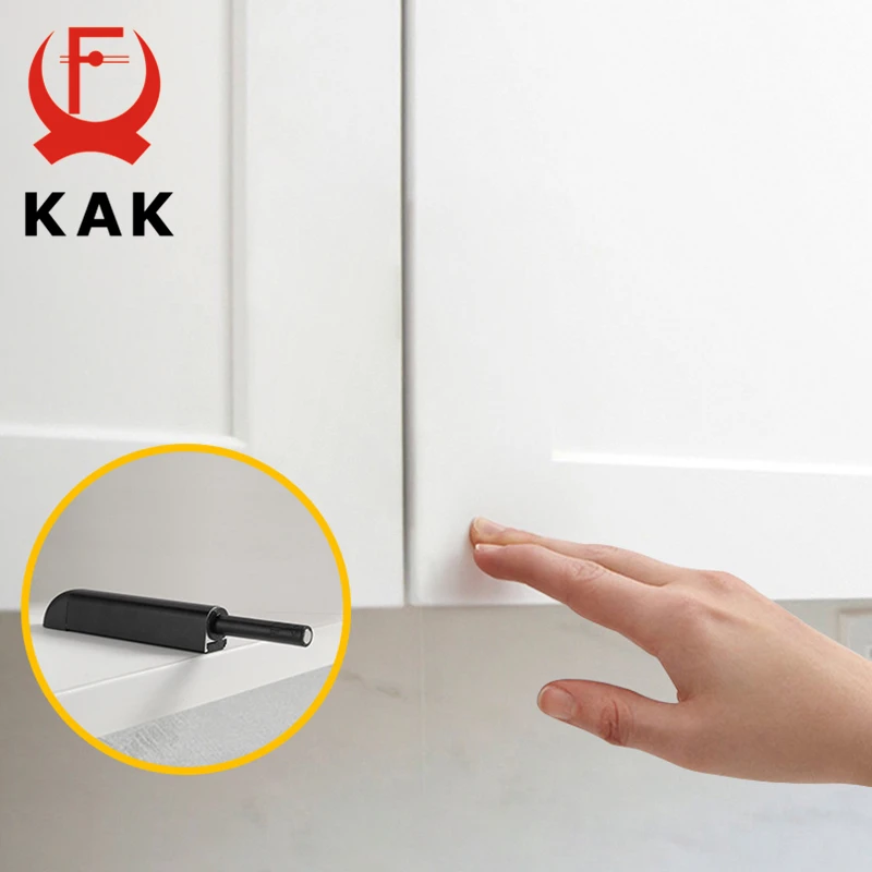 KAK Aluminum Alloy Cabinet Catches Stainless Steel Push to Open Hidden Cabinet Handle Soft Close Rebounding Device Door Hardware